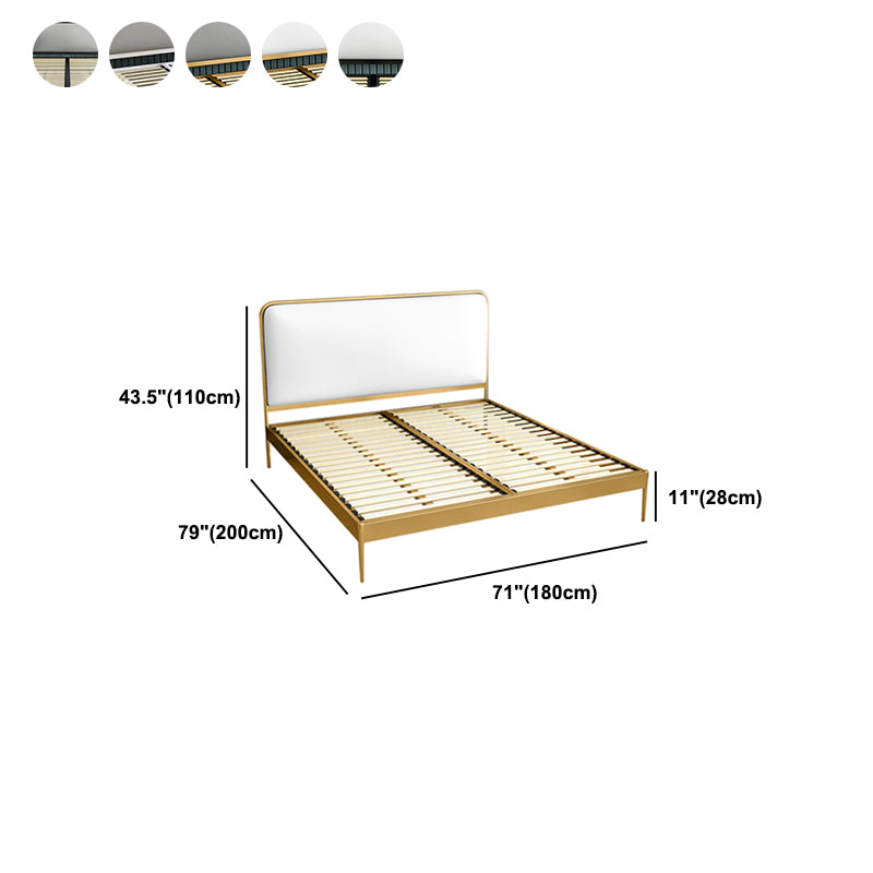 Contemporary Rectangular Headboard Standard Bed with Metal Legs