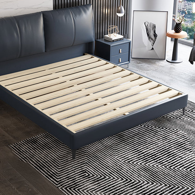 Letto moderno vera pannello in pelle pino legno letto rettangolare imbottito