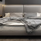 Letto da letto in legno contemporaneo Grigio scuro Volina in pelle Standard