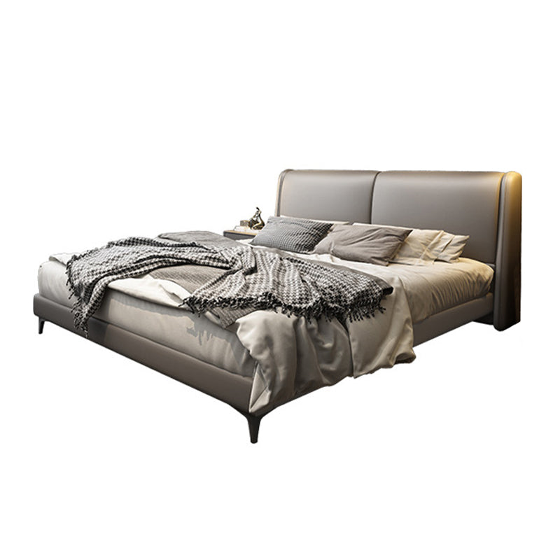 Cadre de lit en bois contemporain lit en cuir authentique gris foncé