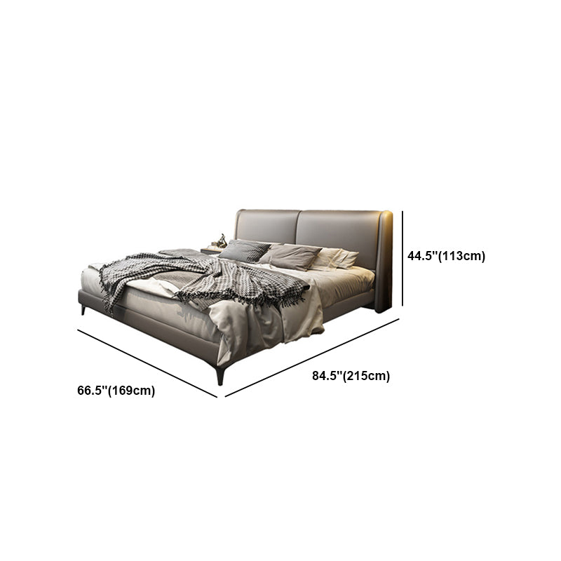 Letto da letto in legno contemporaneo Grigio scuro Volina in pelle Standard