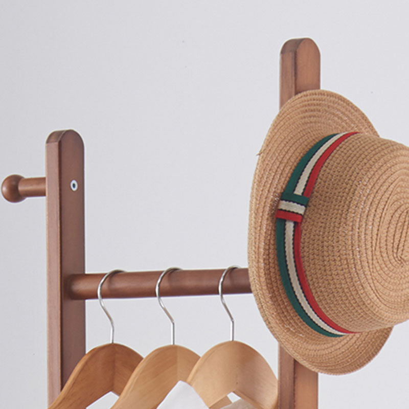 Ganchos de estante de pelaje moderno de madera sólida y colgadora de pasillo de riel colgante
