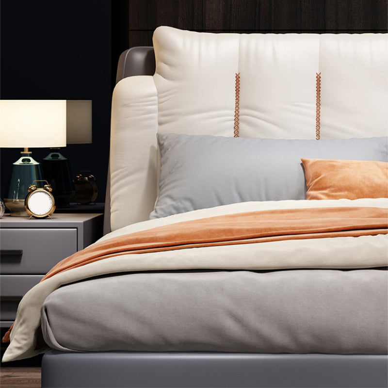 Hedendaags gestoffeerd bed met hoofdeinde faux lederen bed