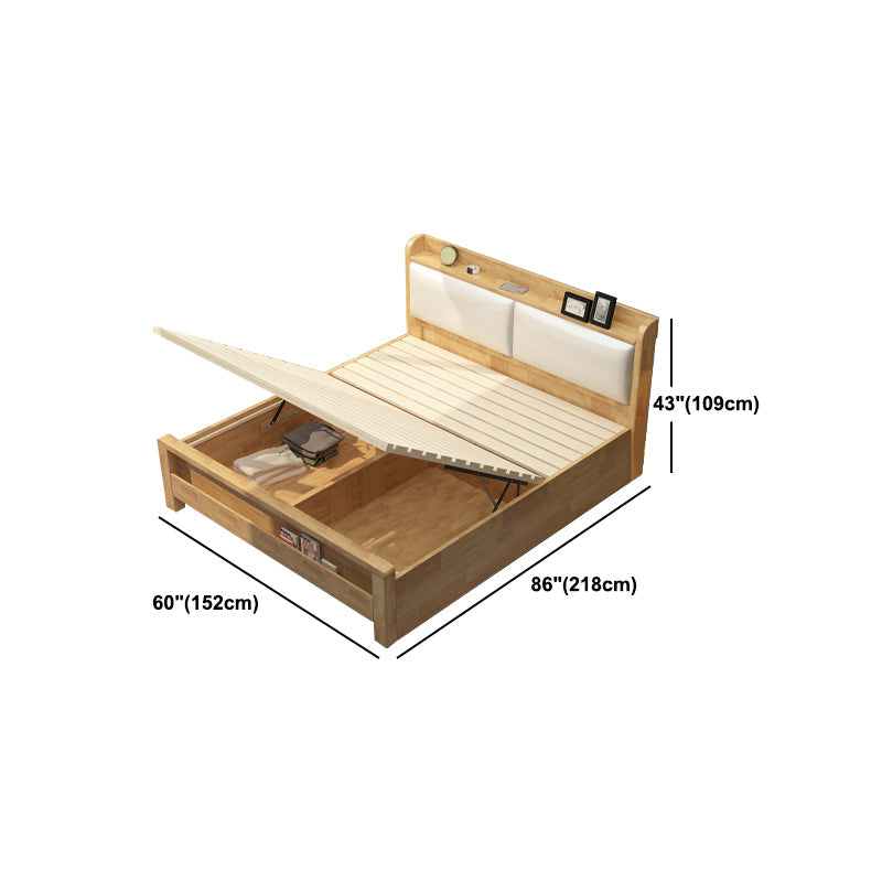 Letto nordico con letto in legno massiccio aperto con testata imbottita