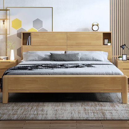 Fiame letto in legno massiccio con testiera di letto scandinavo con deposito