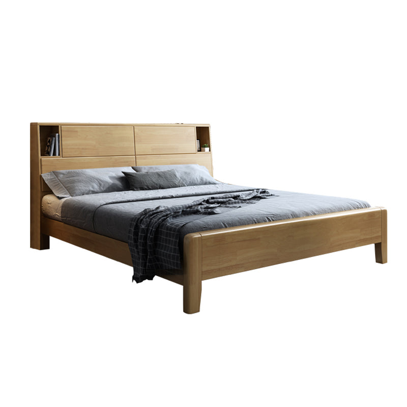 Fiame letto in legno massiccio con testiera di letto scandinavo con deposito