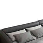 Contemporary Grey Genuine Leather and Wood Standard Bed for Bedroom