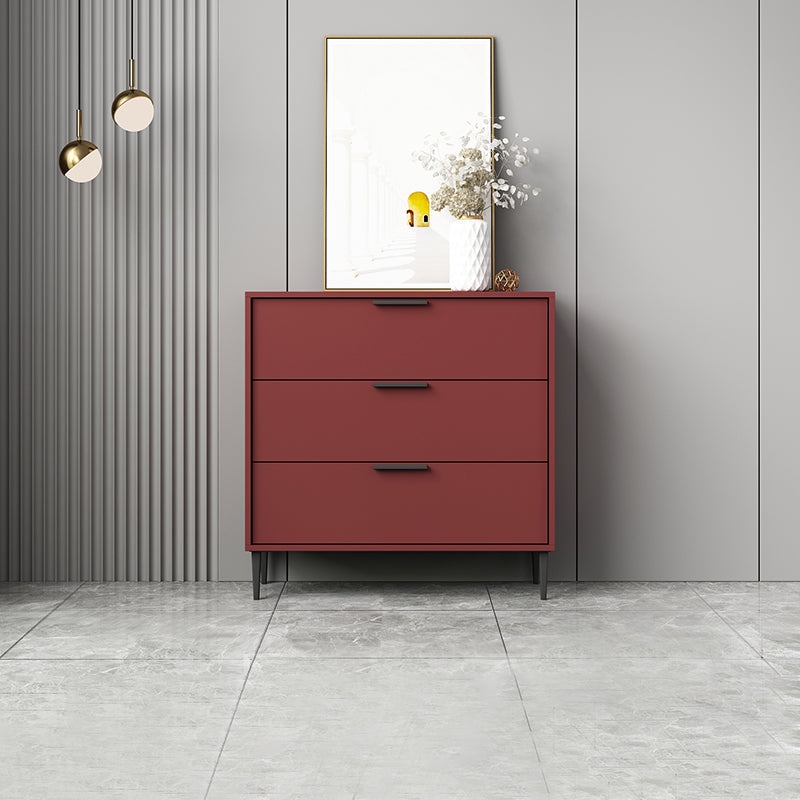 Modern Bar Pulls Accent Chest with 3/6 Drawers and Straight Legs 31"L x 12"W x 31"H Red Clearhalo 'Cabinets & Chests' 'cabinets_chests' 'furn' 'furn_cabinets_chests' 'Furniture' 'Living Room Furniture' 5346726