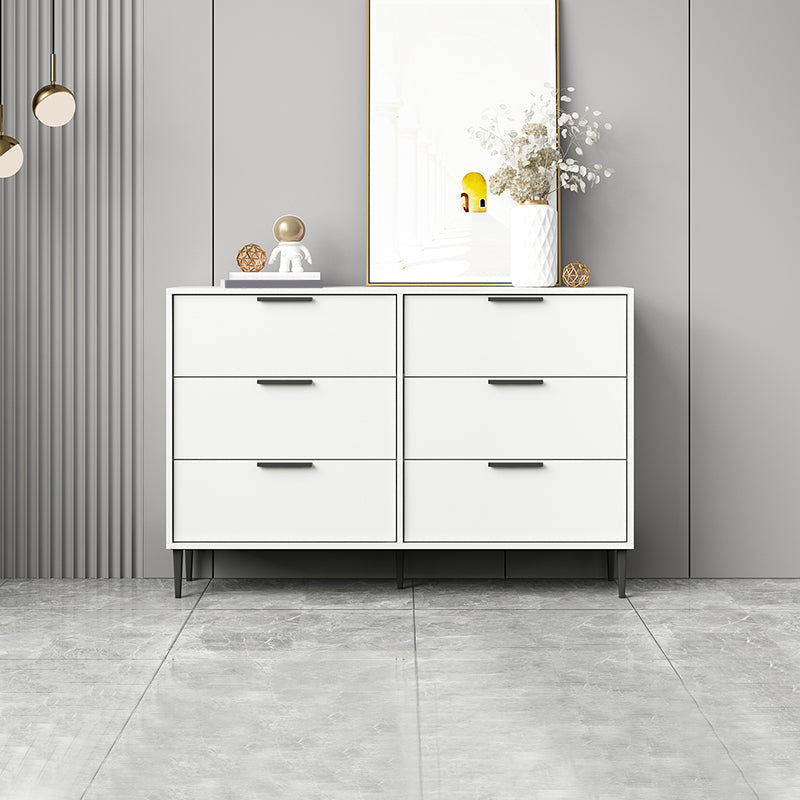 Modern Bar Pulls Accent Chest with 3/6 Drawers and Straight Legs 47"L x 12"W x 31"H White Clearhalo 'Cabinets & Chests' 'cabinets_chests' 'furn' 'furn_cabinets_chests' 'Furniture' 'Living Room Furniture' 5346729