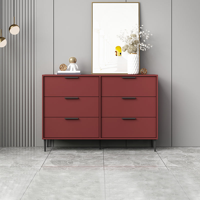 Modern Bar Pulls Accent Chest with 3/6 Drawers and Straight Legs 47"L x 12"W x 31"H Red Clearhalo 'Cabinets & Chests' 'cabinets_chests' 'furn' 'furn_cabinets_chests' 'Furniture' 'Living Room Furniture' 5346735