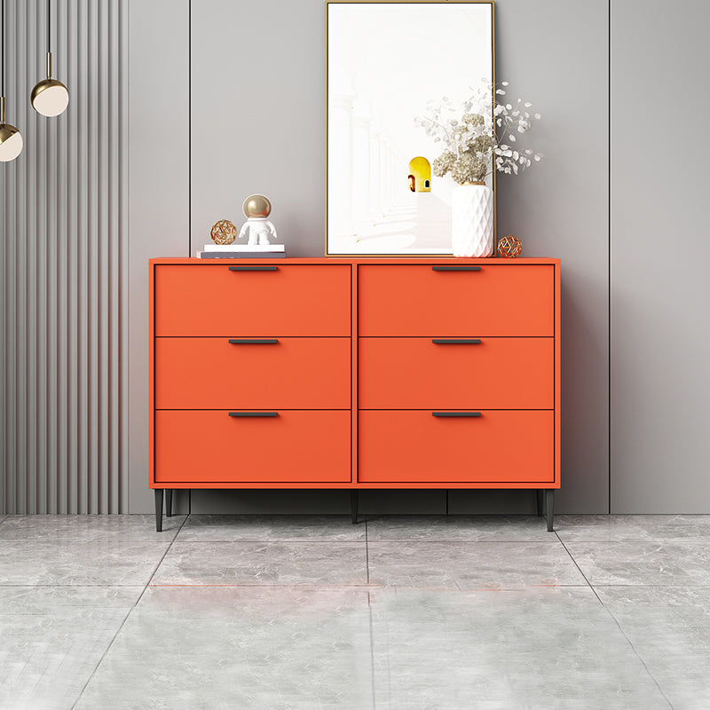 Modern Bar Pulls Accent Chest with 3/6 Drawers and Straight Legs 47"L x 12"W x 31"H Orange Clearhalo 'Cabinets & Chests' 'cabinets_chests' 'furn' 'furn_cabinets_chests' 'Furniture' 'Living Room Furniture' 5346737