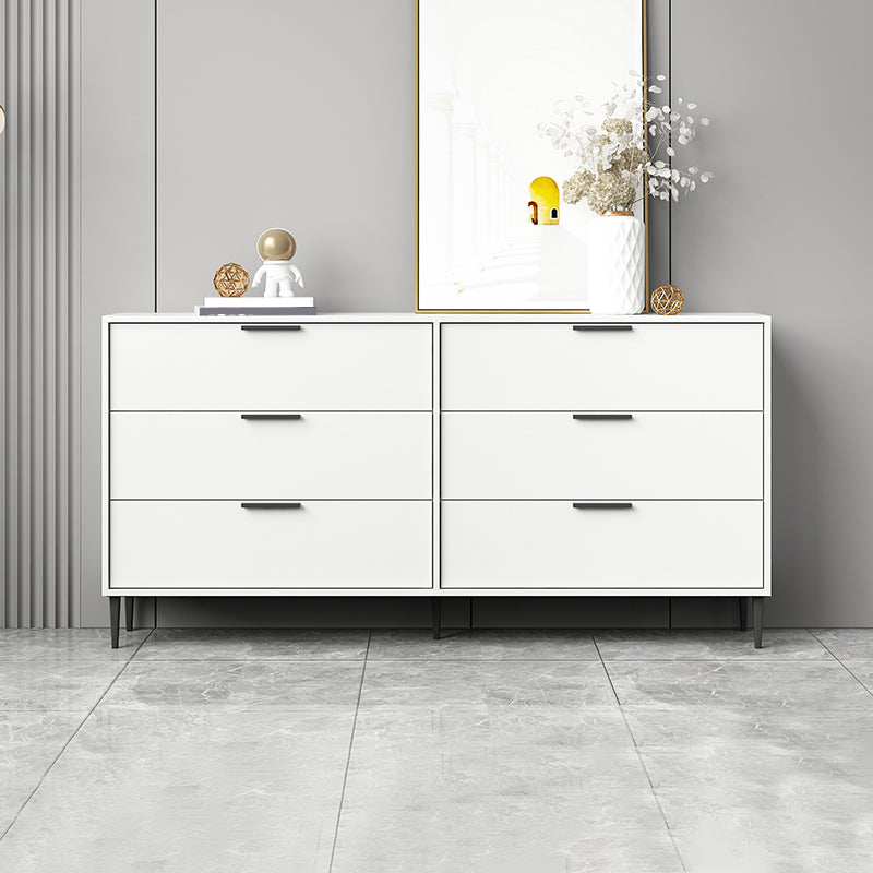 Modern Bar Pulls Accent Chest with 3/6 Drawers and Straight Legs 63"L x 12"W x 31"H White Clearhalo 'Cabinets & Chests' 'cabinets_chests' 'furn' 'furn_cabinets_chests' 'Furniture' 'Living Room Furniture' 5346739
