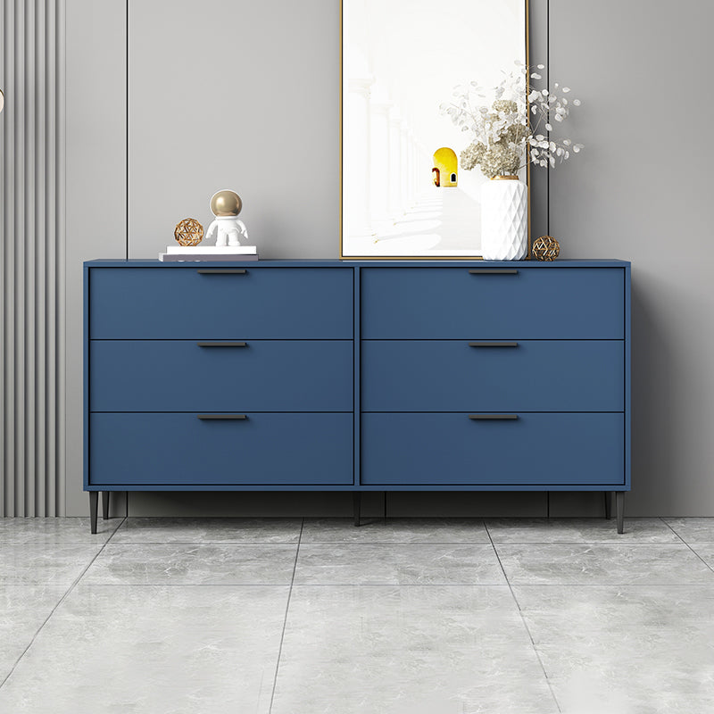 Modern Bar Pulls Accent Chest with 3/6 Drawers and Straight Legs 63"L x 12"W x 31"H Blue Clearhalo 'Cabinets & Chests' 'cabinets_chests' 'furn' 'furn_cabinets_chests' 'Furniture' 'Living Room Furniture' 5346740