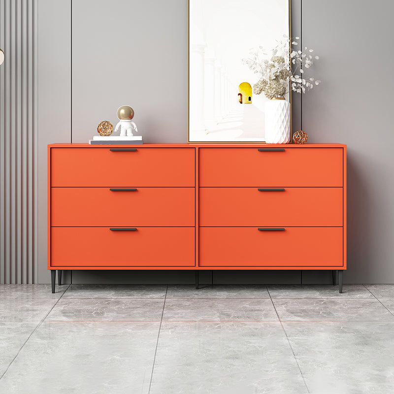 Modern Bar Pulls Accent Chest with 3/6 Drawers and Straight Legs 63"L x 12"W x 31"H Orange Clearhalo 'Cabinets & Chests' 'cabinets_chests' 'furn' 'furn_cabinets_chests' 'Furniture' 'Living Room Furniture' 5346743
