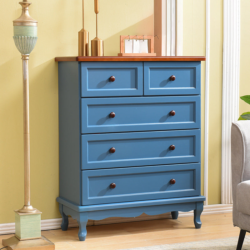 Mid-Century Modern Wood Accent Chest with Drawers Side Cabinet