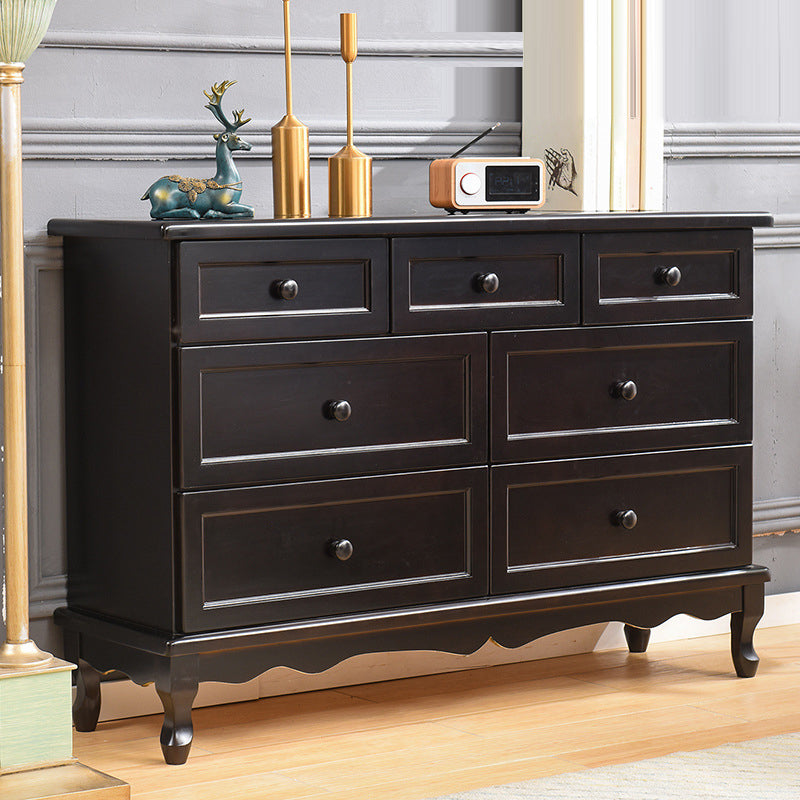 Mid-Century Modern Wood Accent Chest with Drawers Side Cabinet