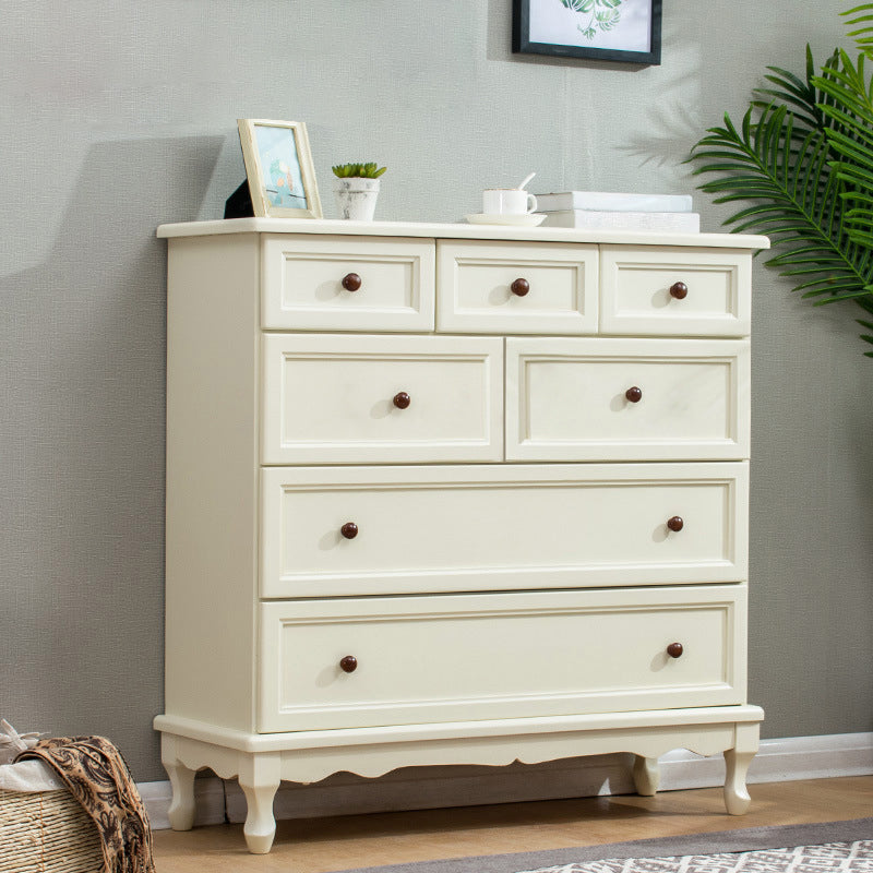 Mid-Century Modern Wood Accent Chest with Drawers Side Cabinet