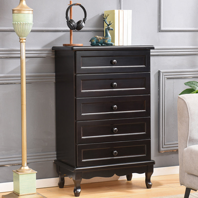 Mid-Century Modern Wood Accent Chest with Drawers Side Cabinet