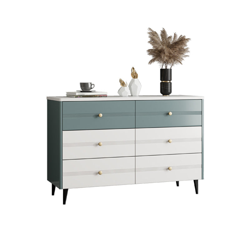 木製の収納引き出しアクセントチェストホワイトとブルーのキャビネットと引き出し付き