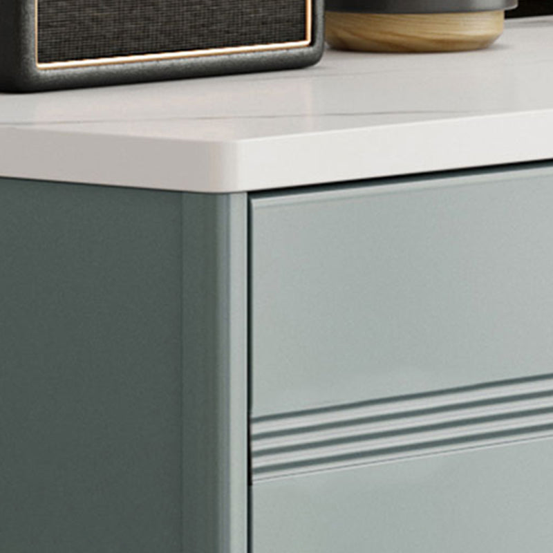 Wooden Storage Drawer Accent Chest White and Blue Cabinet with Drawers