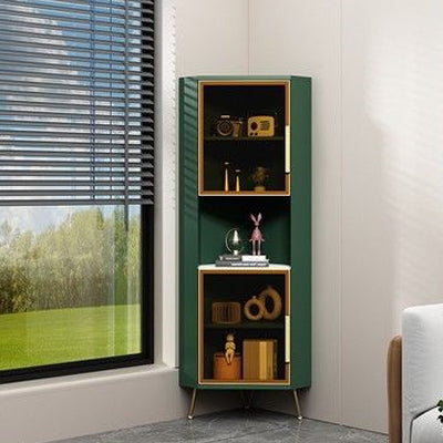 15.74" Wide Wood Corner Accent Cabinet with 2 Door Contemporary Side Cabinet 15.7"L x 15.7"W x 59"H Green Clearhalo 'Cabinets & Chests' 'cabinets_chests' 'furn' 'furn_cabinets_chests' 'Furniture' 'Living Room Furniture' 5346912