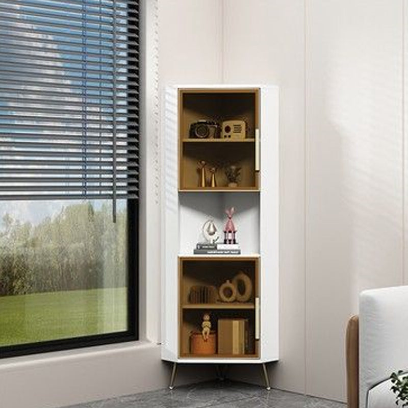 15.74" Wide Wood Corner Accent Cabinet with 2 Door Contemporary Side Cabinet 15.7"L x 15.7"W x 59"H White Clearhalo 'Cabinets & Chests' 'cabinets_chests' 'furn' 'furn_cabinets_chests' 'Furniture' 'Living Room Furniture' 5346914