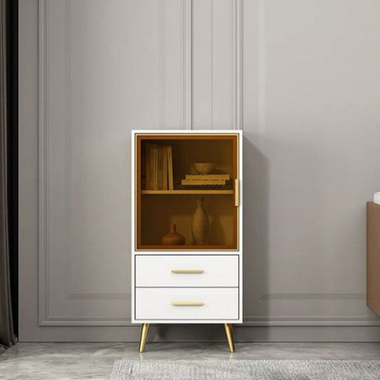 Rectangle Wood Accent Cabinet with 1 Door and 2 Drawer Contemporary Side Cabinet 20"L x 12"W x 39"H White