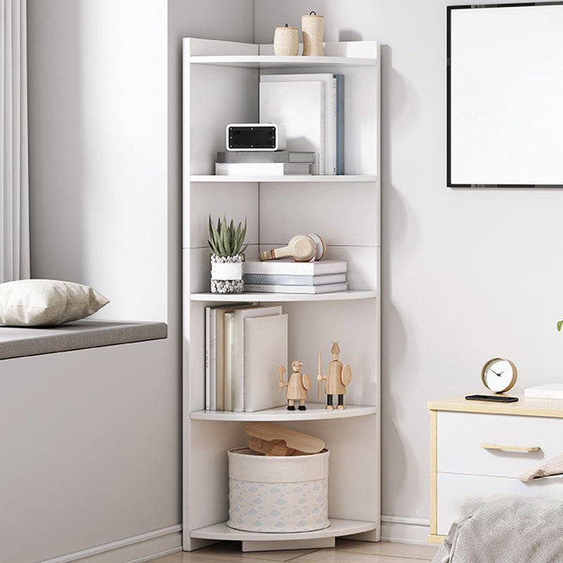 Corner Wood Accent Chest with Shelves Contemporary Side Cabinet 11.8"L x 11.8"W x 59.1"H White Clearhalo 'Cabinets & Chests' 'cabinets_chests' 'furn' 'furn_cabinets_chests' 'Furniture' 'Living Room Furniture' 5347018