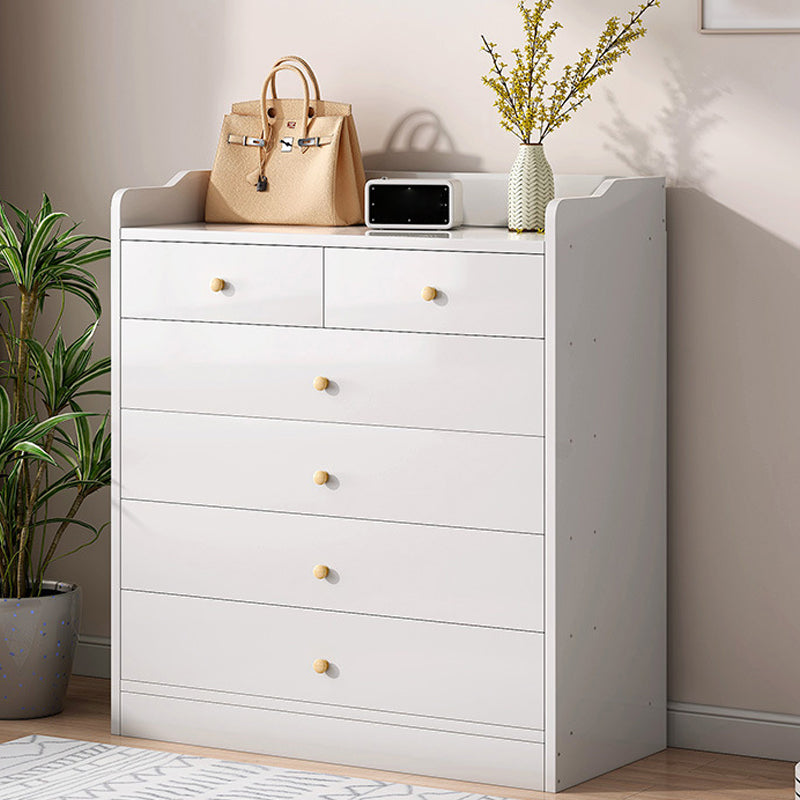 Contemporary Rectangle Manufactured Wood And Standard with Drawer Chest 24"L x 14"W x 33"H 6 White Clearhalo 'Cabinets & Chests' 'cabinets_chests' 'furn' 'furn_cabinets_chests' 'Furniture' 'Living Room Furniture' 5347167