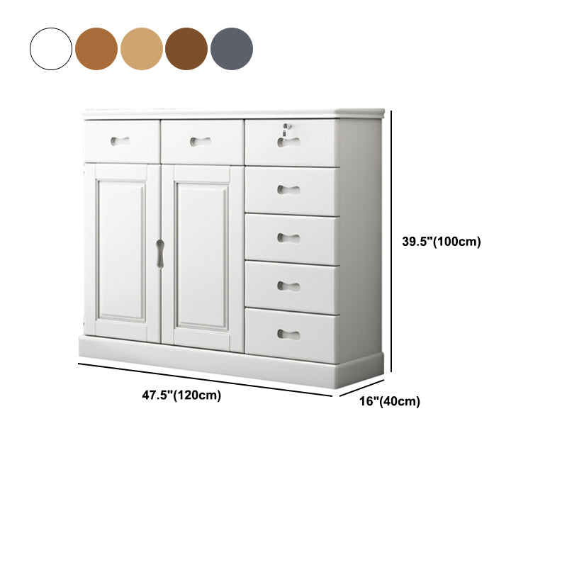 茶色/白の中世のモダンな長方形のアクセントチェストとキャビネット