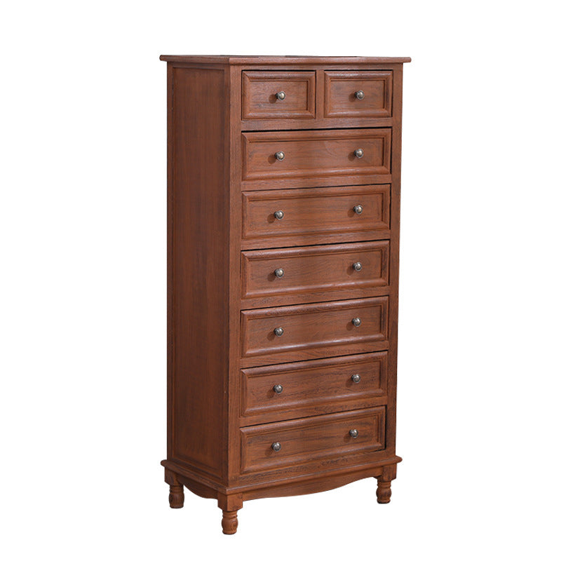 Mid-Century Modern Rectangle Brown Standard with Drawer Drop Handles Chest