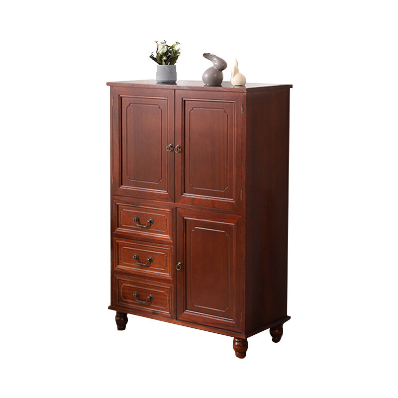 Mid-Century Modern Rectangle Brown Standard with Drawer Drop Handles Chest