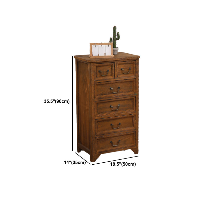 Mid-Century Modern Rectangle Brown Standard with Drawer Drop Handles Chest