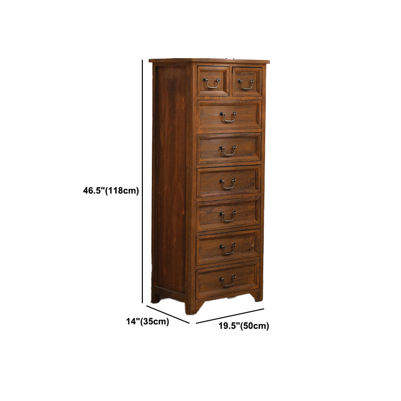 Mid-Century Modern Rectangle Brown Standard with Drawer Drop Handles Chest