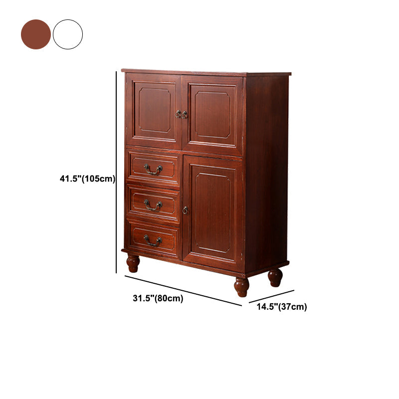 Mid-Century Modern Rectangle Brown Standard with Drawer Drop Handles Chest