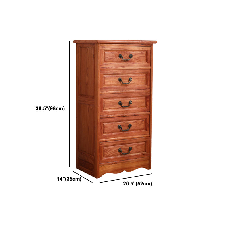 Mid-Century Modern Rectangle Brown Standard with Drawer Drop Handles Chest