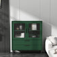 Contemporary Bar Pulls Accent Chest in White/ Blue/ Green with Steel Legs