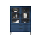 Contemporary Bar Pulls Accent Chest in White/ Blue/ Green with Steel Legs