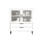 Contemporary Bar Pulls Accent Chest in White/ Blue/ Green with Steel Legs