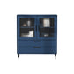 Contemporary Bar Pulls Accent Chest in White/ Blue/ Green with Steel Legs