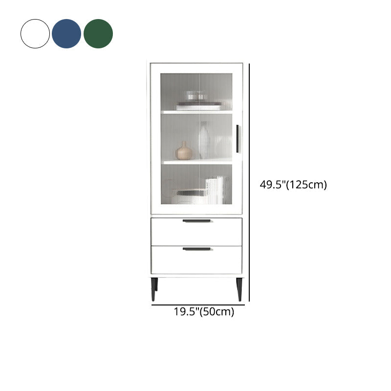 Contemporary Bar Pulls Accent Chest in White/ Blue/ Green with Steel Legs