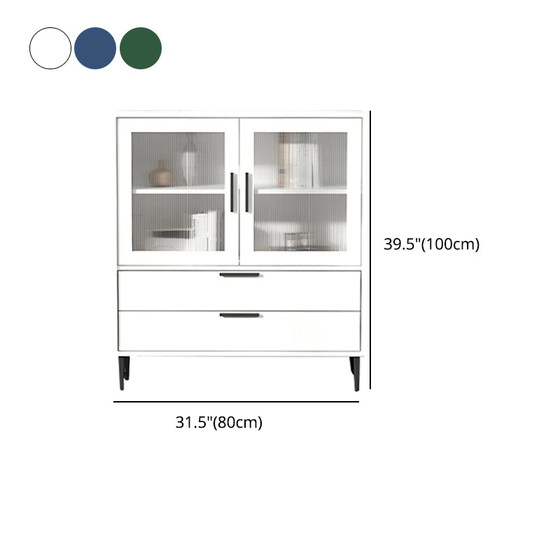 Contemporary Bar Pulls Accent Chest in White/ Blue/ Green with Steel Legs