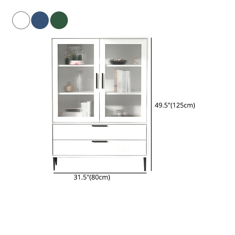 Contemporary Bar Pulls Accent Chest in White/ Blue/ Green with Steel Legs
