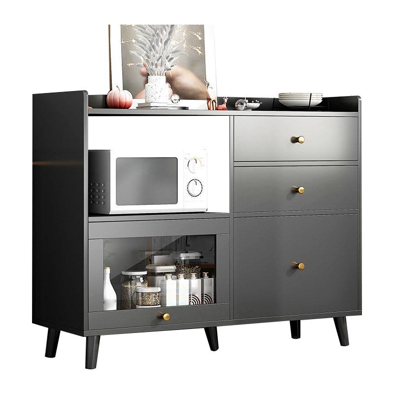 Modern Sideboard Wood Sideboard with Door and Drawer for Living Room 31"L x 14"W x 35"H Grey Clearhalo 'buffet_sideboard' 'Buffets & Sideboards' 'furn' 'furn_buffet_sideboard' 'Furniture' 'Kitchen & Dining Furniture' 5348955