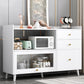 Modern Sideboard Wood Sideboard with Door and Drawer for Living Room 47"L x 14"W x 35"H White Clearhalo 'buffet_sideboard' 'Buffets & Sideboards' 'furn' 'furn_buffet_sideboard' 'Furniture' 'Kitchen & Dining Furniture' 5348964