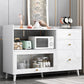 Modern Sideboard Wood Sideboard with Door and Drawer for Living Room 47"L x 14"W x 35"H Off-White Clearhalo 'buffet_sideboard' 'Buffets & Sideboards' 'furn' 'furn_buffet_sideboard' 'Furniture' 'Kitchen & Dining Furniture' 5348970