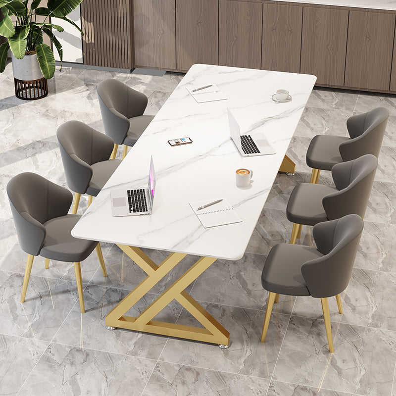 Bureau de bureau rectangulaire de style moderne Bureau de base de traîneau en pierre fritté