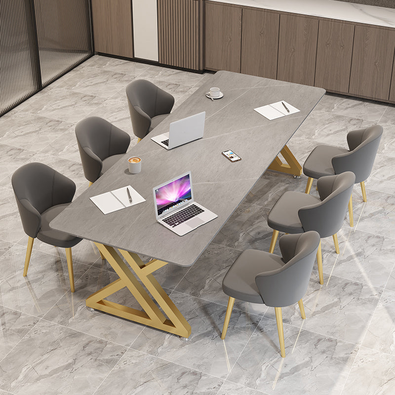 Bureau de bureau rectangulaire de style moderne Bureau de base de traîneau en pierre fritté