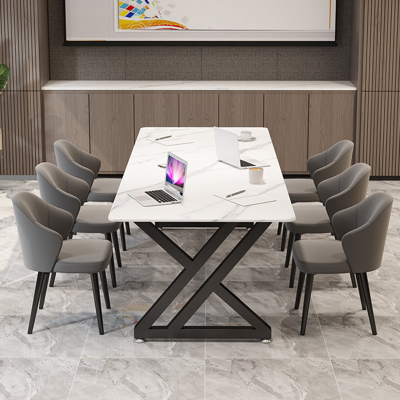 Bureau de bureau rectangulaire de style moderne Bureau de base de traîneau en pierre fritté