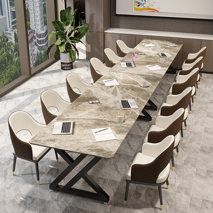 Bureau de bureau rectangulaire de style moderne Bureau de base de traîneau en pierre fritté